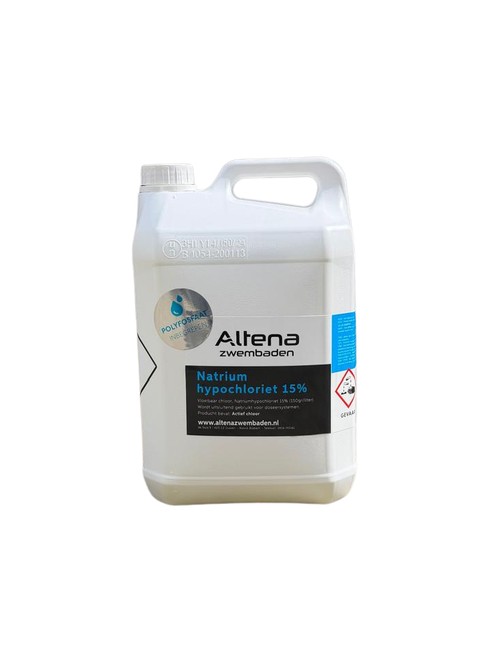 Natrium hypochloriet 15% 5 liter vloeibaar chloor van Altena Zwembaden