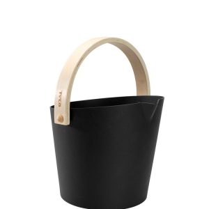 Tylo Bucket Zwart sauna emmer met houten handgreep
