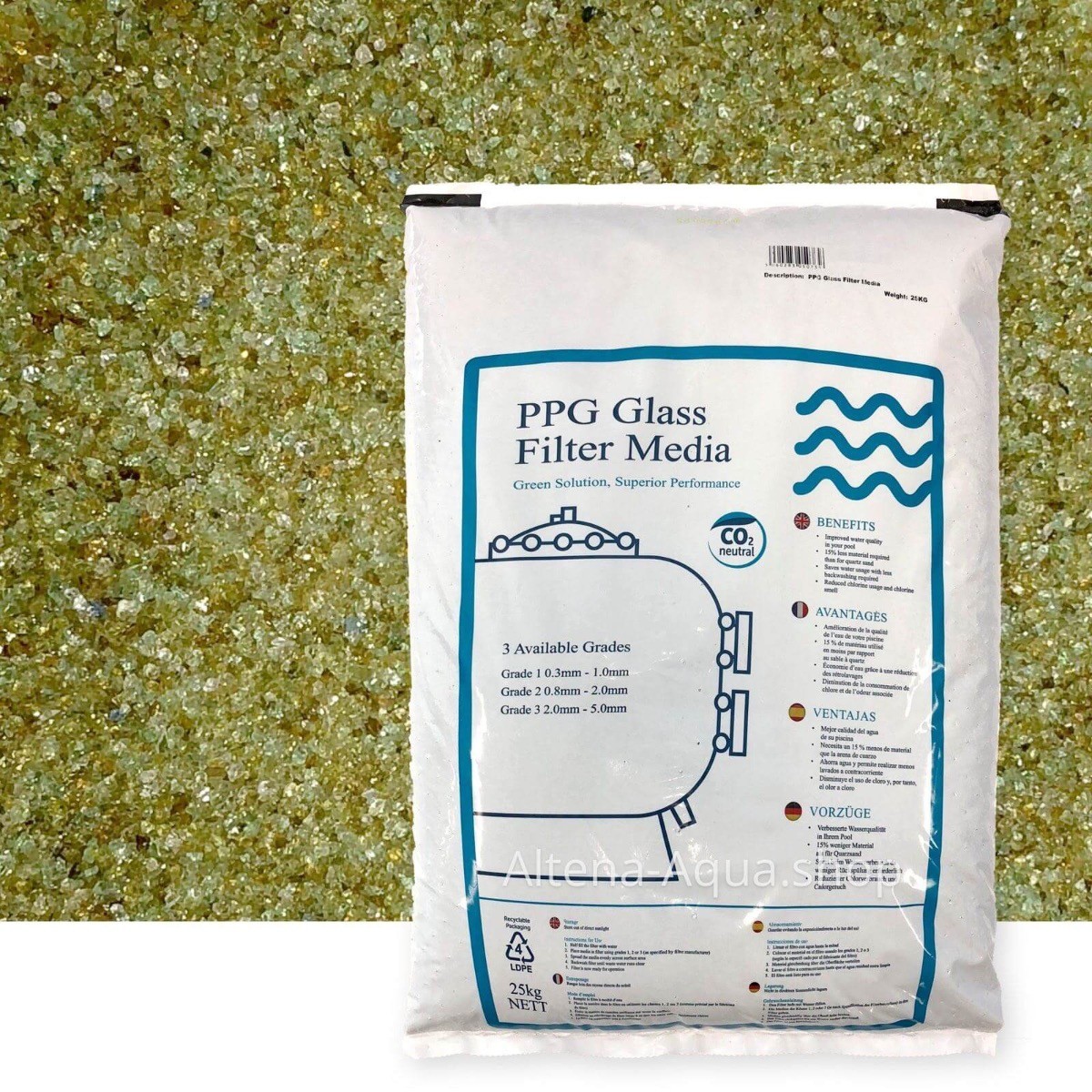 Filterglas / Filtermedium fijn 25 KG (0,5 1mm) PoolTools.nl